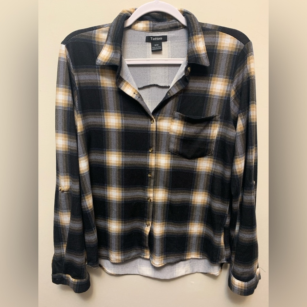 TATTOO Black and Yellow Plaid Shirt